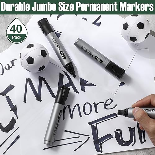 Miniatura 7 de Cholemy 40 marcadores permanentes jumbo a granel con punta de cincel grande, marcadores permanentes de secado rápido para suministros de profesores