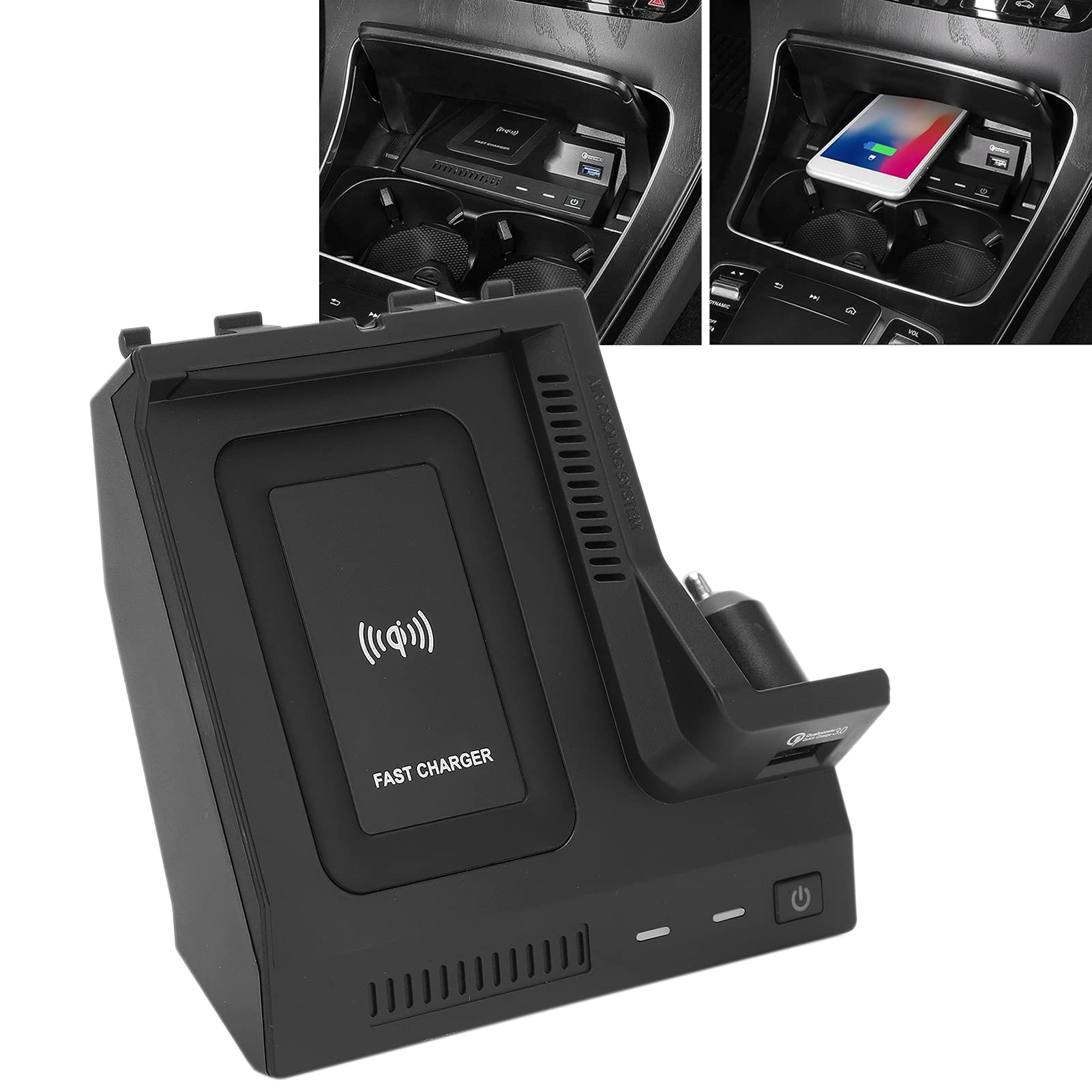 Soporte para Móvil para Coche para Clase C y GLC 2015-2020 con Carga Rápida y Puerto USB QC3.0