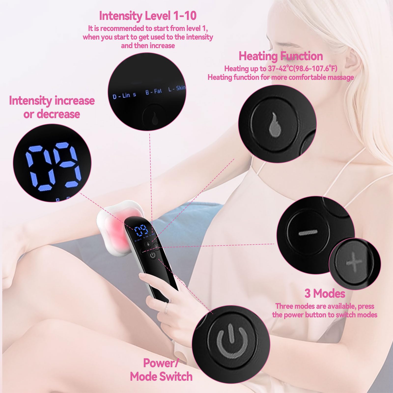 Máquina de esculpir el cuerpo, masajeador corporal mejorado, máquina inalámbrica de celulitis, luz roja para vientre, cintura, brazo, pierna y masaje, regalo para hombres y mujeres