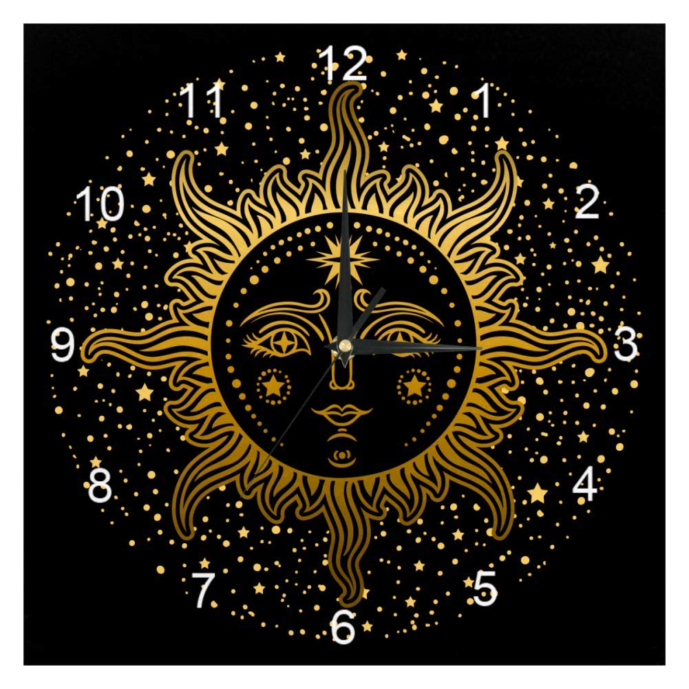 Horloge murale moderne dorée carrée et silencieuse décorative pour salon et chambre