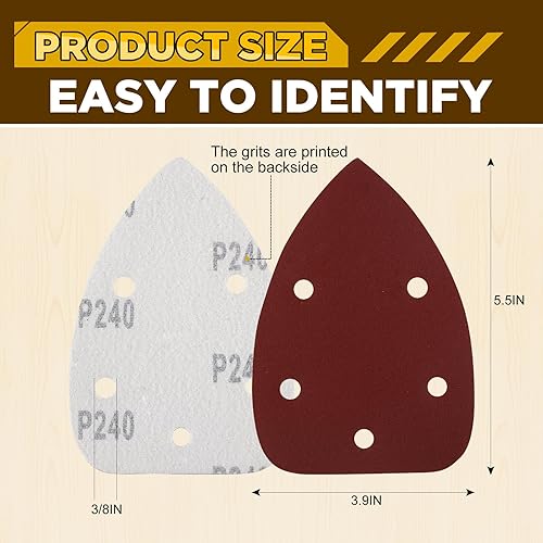 Miniatura 3 de 55 piezas de papel de lija con detalles de ratón, 9 granos (40-800) almohadillas de lijado triangulares de alta calidad, almohadillas de lijadora de