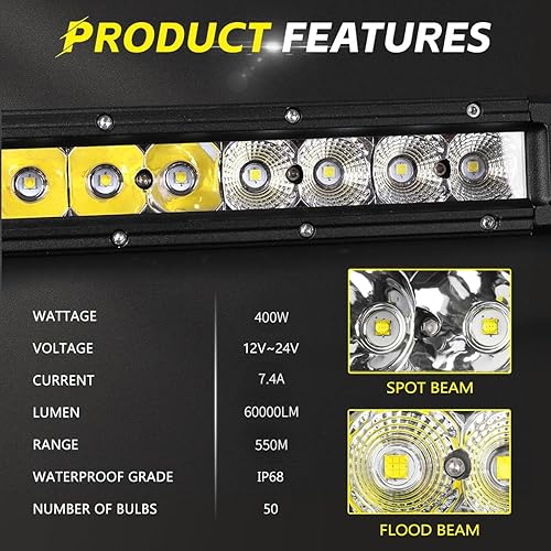 Miniatura 10 de Barra de luz LED curvada de 32 pulgadas, combo de haz de inundación y punto súper brillante de 240 W - Barras de luz de una fila de conducción