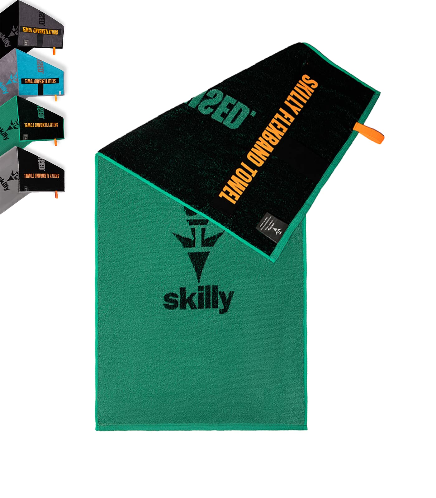 skilly Fitness Handtuch aus Baumwolle, 120x50cm mit Antirutsch-Funktion für das Training an Fitnessgeräten, schwarz grau Gym Towel