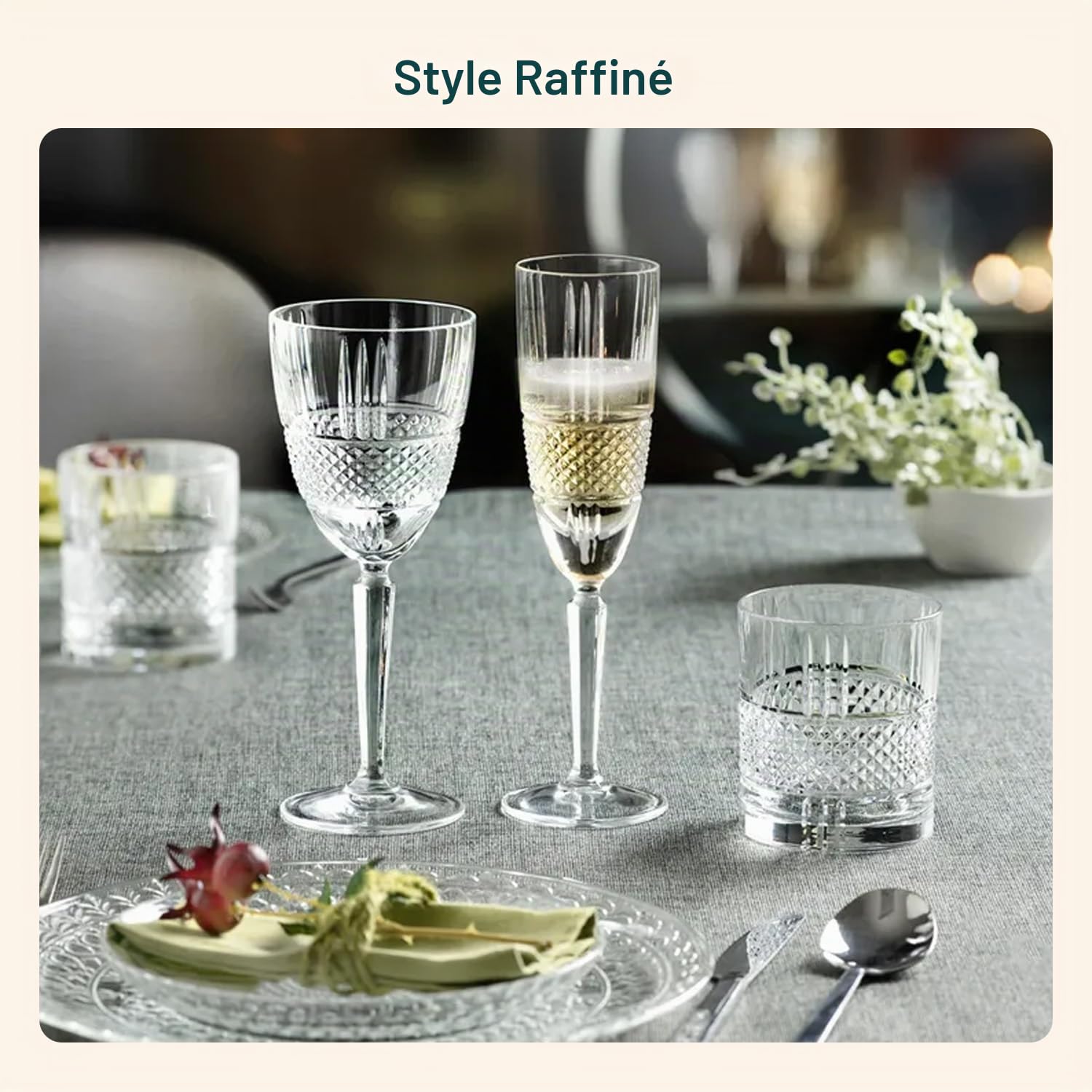 Wintem - Verres à eau verre, verres à vin, flûte en verre pour toast et apéritif - Ensemble brillant 18 pièces élégant pour table raffinée, lavable au lave-vaisselle