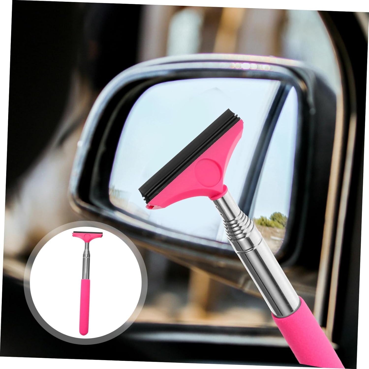 ULTECHNOVO 5pcs Extendable Rearview Mirror Wiper Retractable Car Window Cleaner Tool Magnetic Windshield Squeegee Car Window Cleaner for Side Mirrors