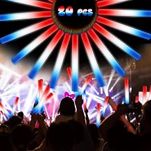 20Pack Patriotic Foam Glow Sticks with 3 Modes - Red White Blue LED Flashing Sticks Light up Glow in The Dark, 4th of July Party Supplies for Wedding/Parade/Carnival