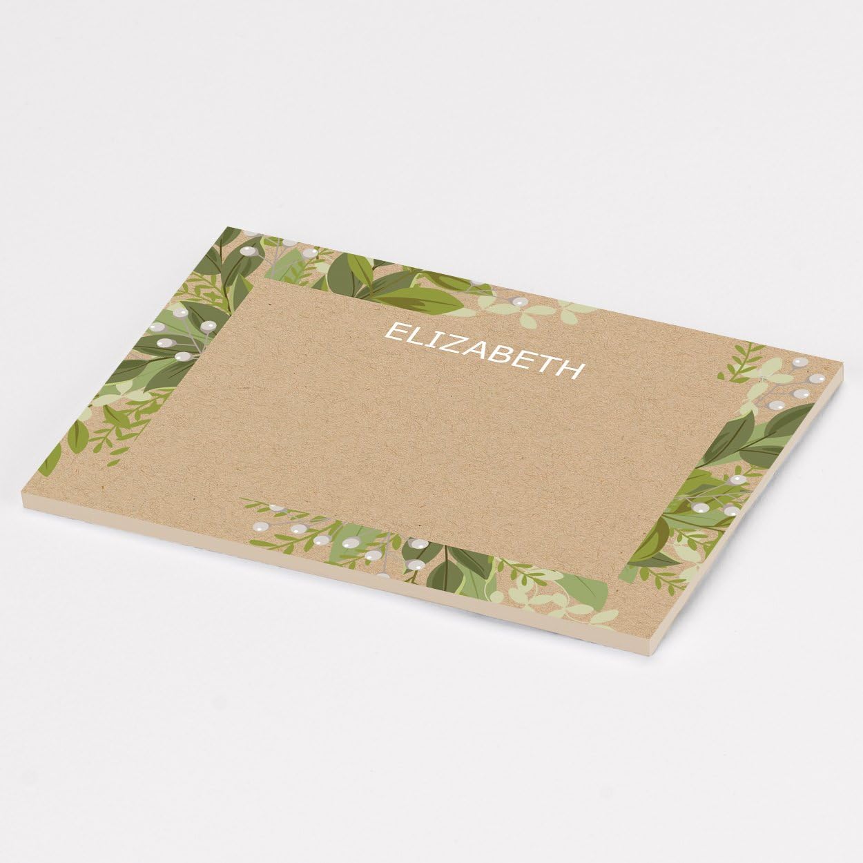 Custom Kraft Greenery Post It® Notes, Personalized Stationery - Set of 6-50 Sheets per Post It® Note. Size: 3in x 4in. Made in The USA.