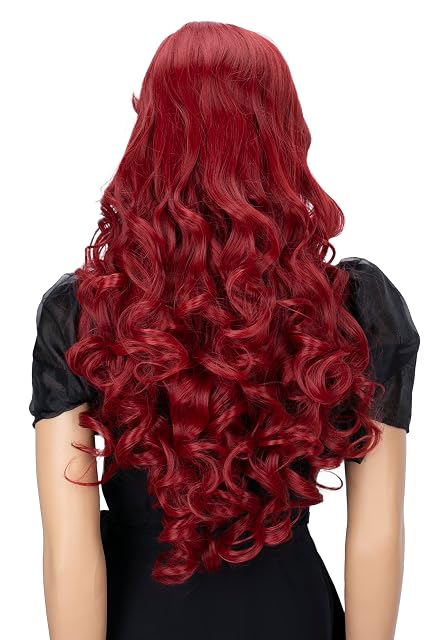 Foto 4 de 5 de CAISHA Peluca De Pelo Extra Largo De 80cm Peluca De Fiesta De Cosplay Voluminosa Wig Burdeos CP2