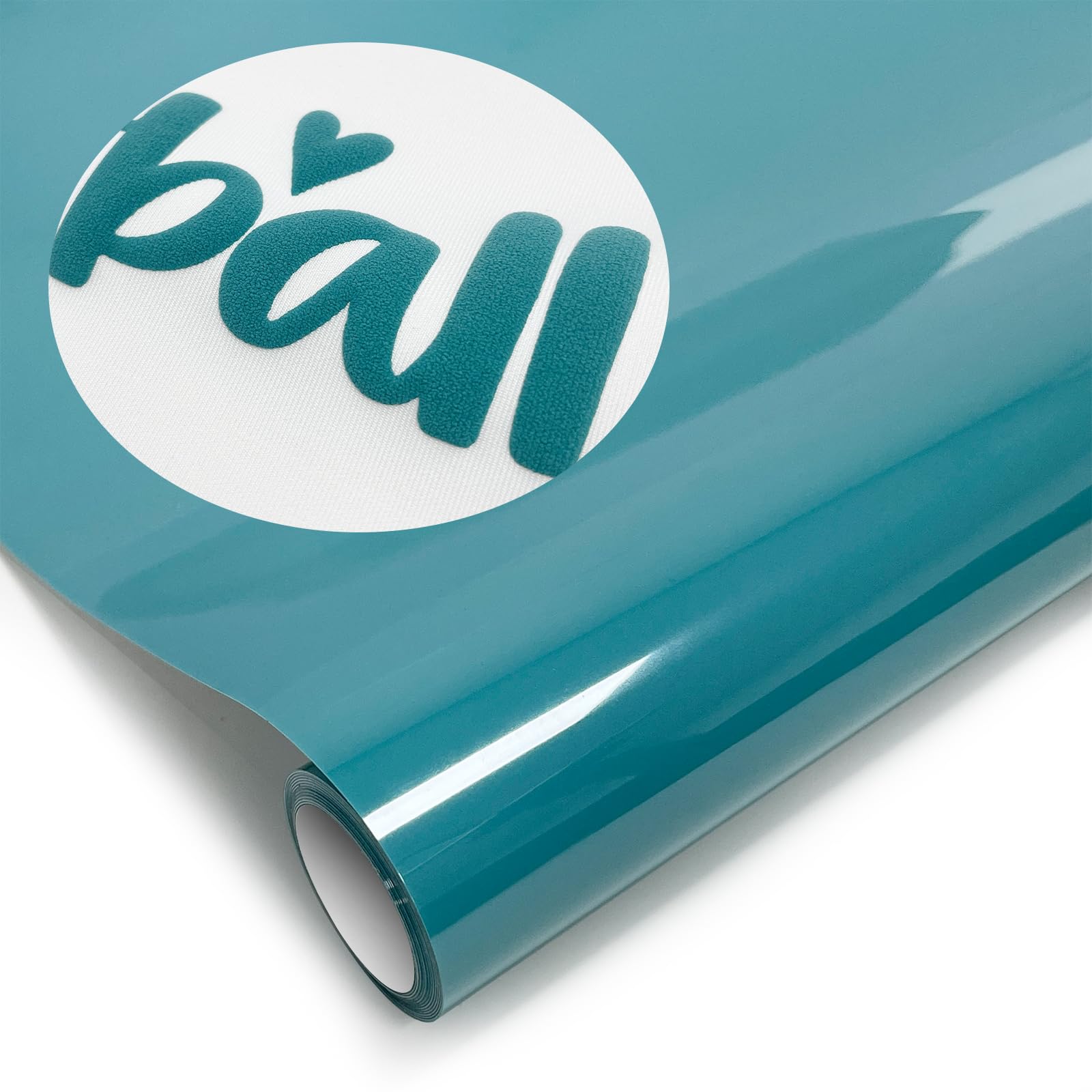 Puff Heat Transfer Vinyl (Turquoise Deep Green), 12in X 5ft Iron on Vinyl