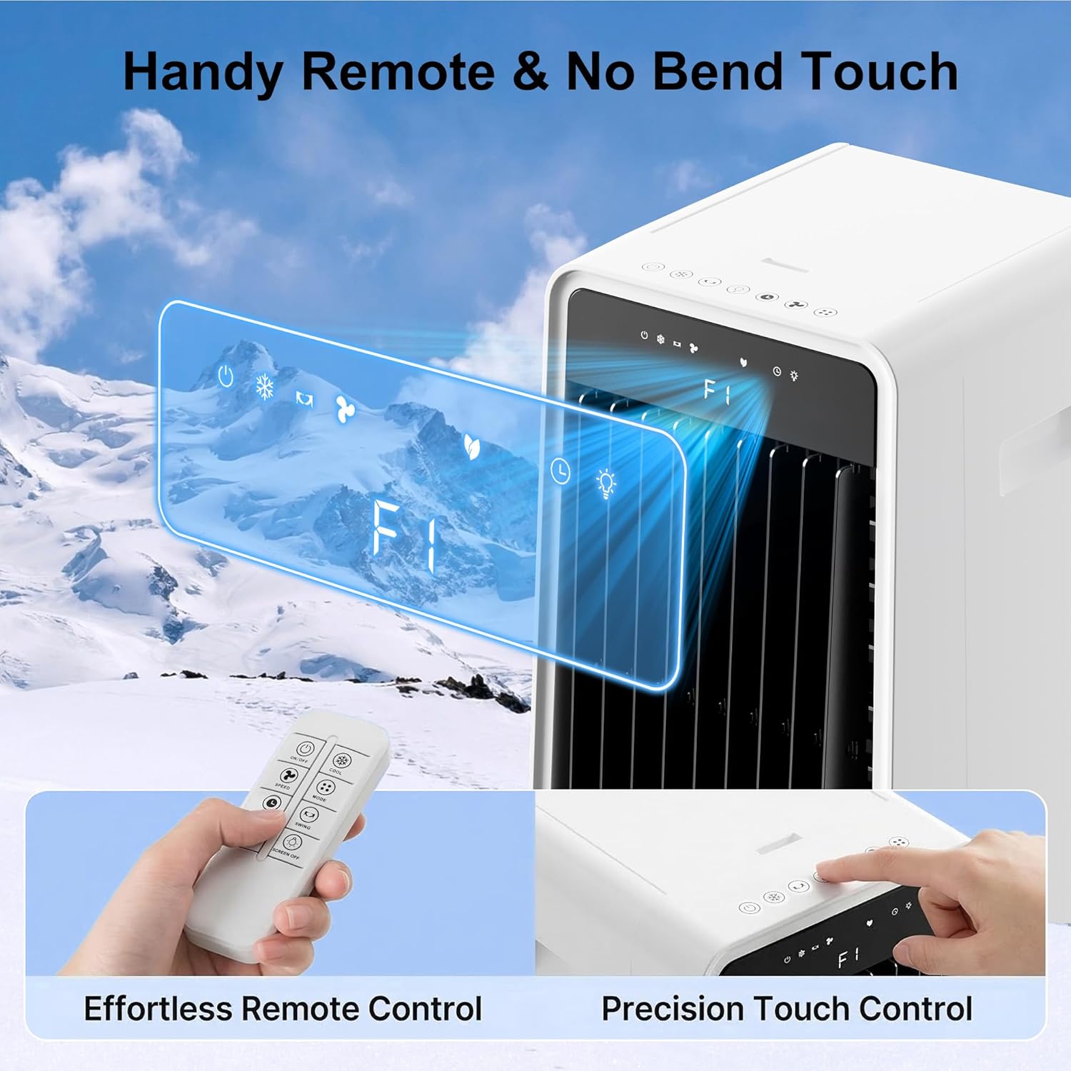Uthfy 1800CFM Swamp Cooler Air Conditioner, 30”Evaporative Air Cooler with 4 Gal Detachable Water Tank, 4 Ice Packs, 120°Oscillation, 12H Timer, 3 IN 1 Portable Cooling Fan for Indoor, Bedroom, Office