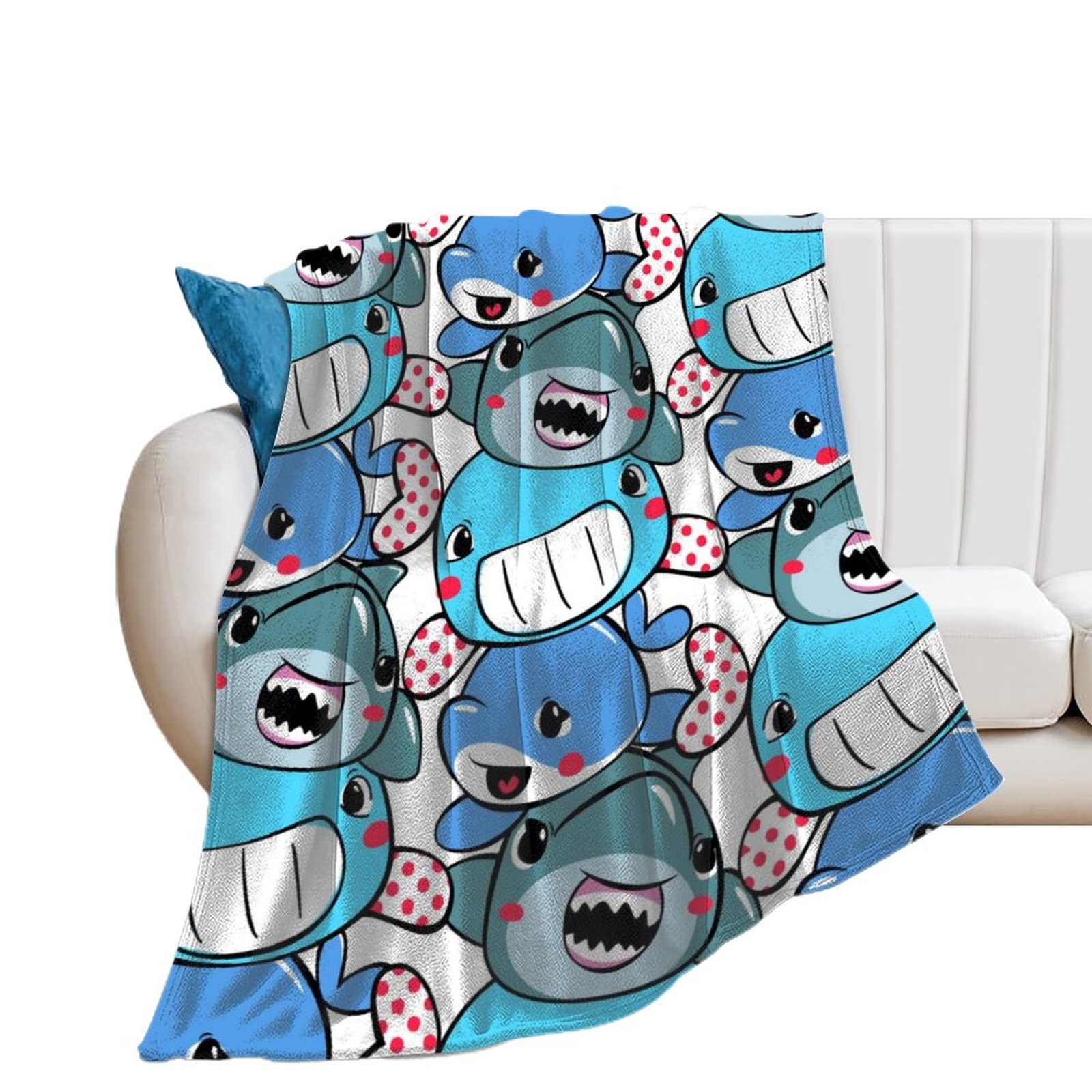 Couverture polaire requin plaid flanelle doux jeté de canapé 130x150cm