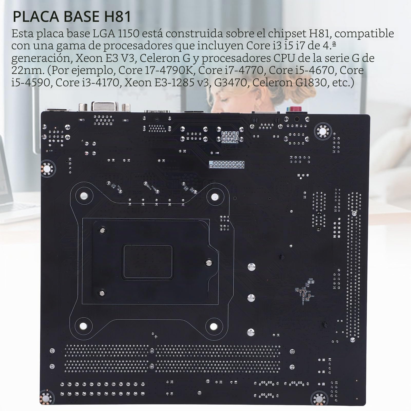 Tonysa H81 LGA 1150 Placa Base con Ranura M.2, Micro ATX para 4th Gen I3 I5 I7 y E3 V3 CPU, Soporte DDR3 1600MHz, USB 3.0 SATA 3