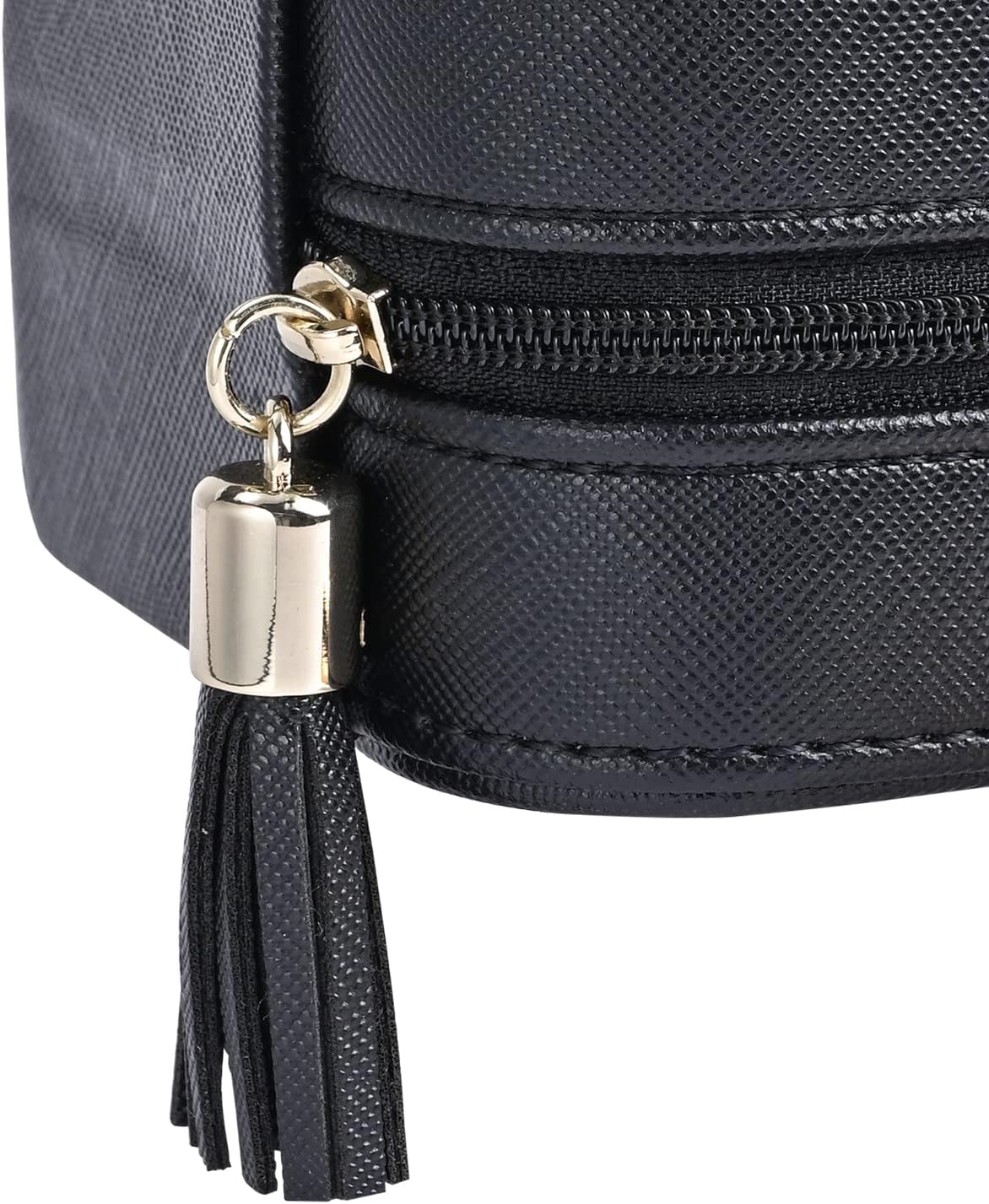 Luxury Leather Travel Jewelry Box for Women Mini Organizer Small Jewelry Portable Travel Case for Rings Earrings Necklace Multifunctional Storage Wedding Bridesmaids Women Wife Daughter Gift (BLACK) image 3