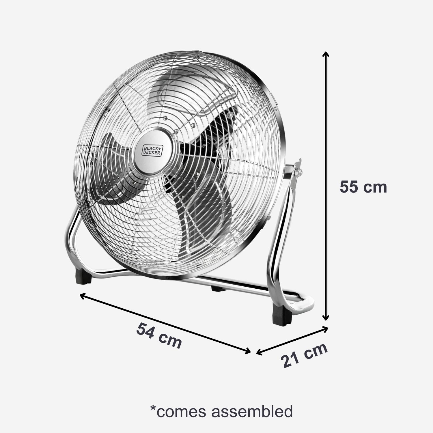 Black+Decker – Ventilador Circulador de Aire 120W | Diámetro 45 cm | Aspas Aluminio | 3 Velocidades | Rejilla Orientable | Estabilidad Total | Metálico