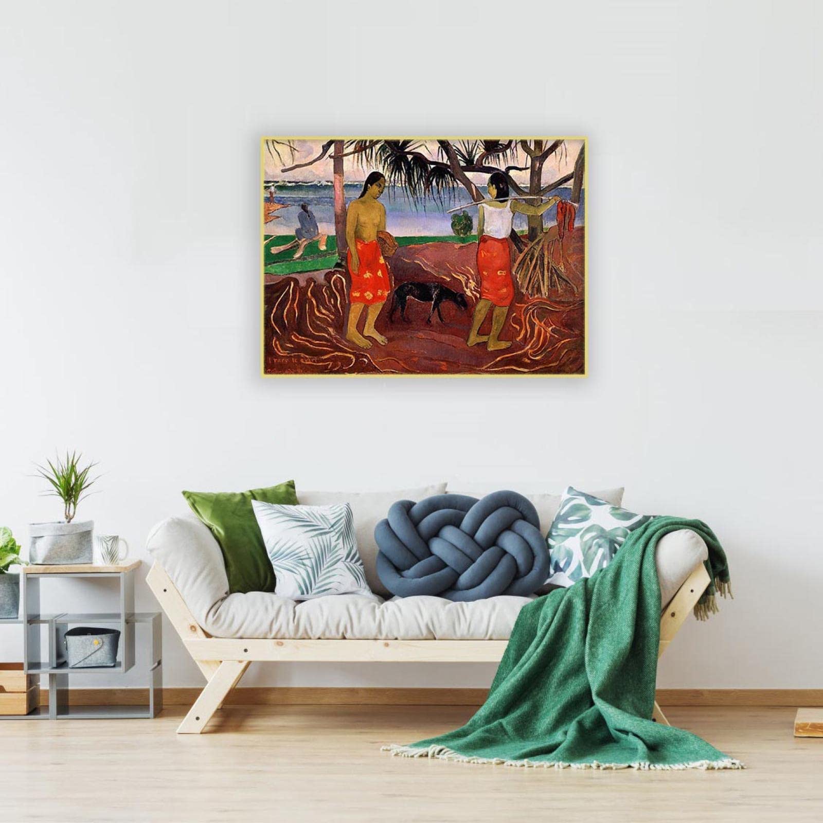 JZSDGB Gold gerahmt-Leinwandbild-Paul Gauguin Poster und Kunstdruck-Berühmte Leinwand Gemälde Reproduktionen-'Kelp-Sammler II'Druck auf Leinwand-Landschaft Leinwand Wandkunst Bilder 20x28cm(8x11in)