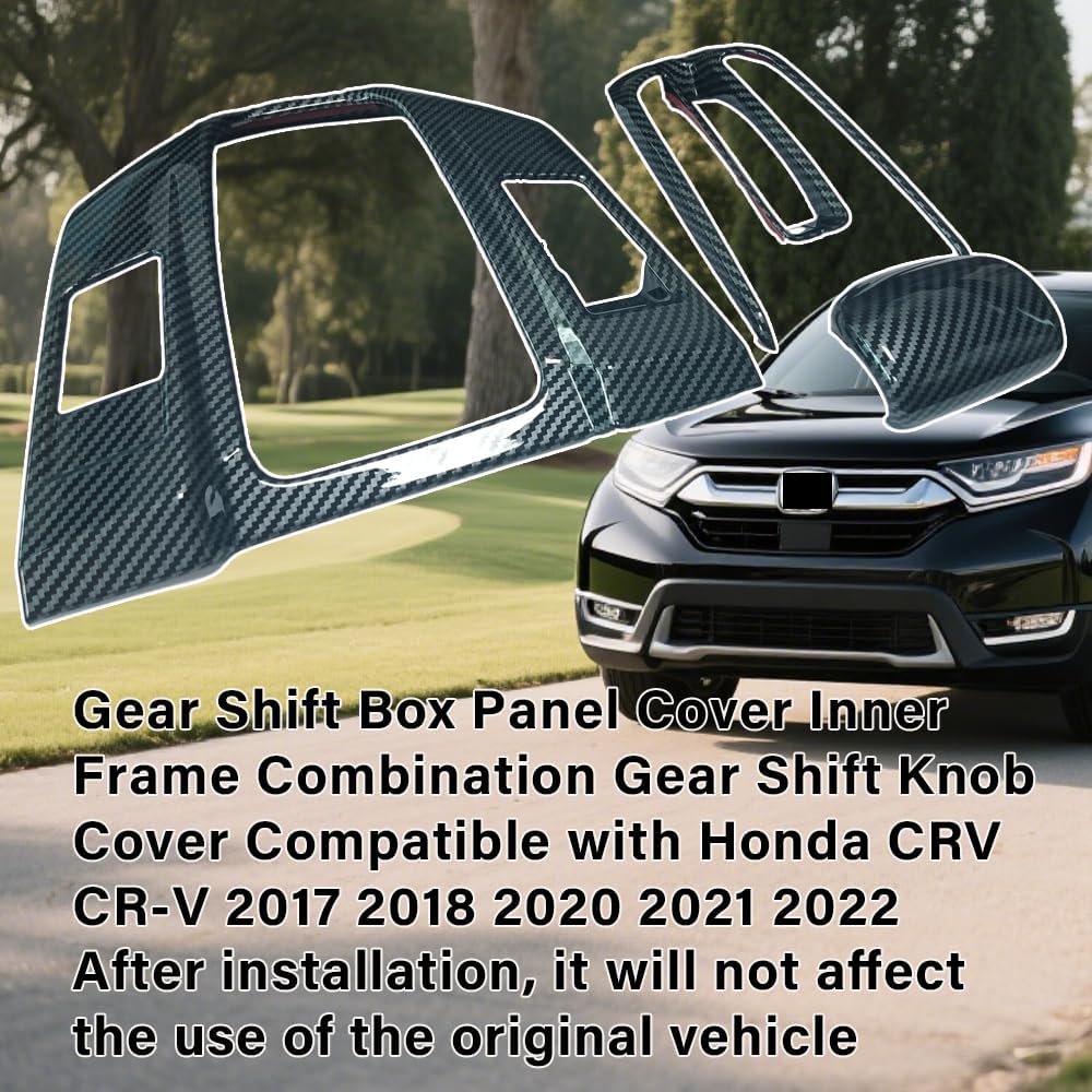 Gear Shift Frame Console Panel Trims Cover Gear Shift Knob Cover Compatible with Honda CRV CR-V 2017 2018 2019 2020 2021 2022 ABS Auto Interior Not for Hybrid (Carbon Fiber)