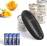 CIRCLE JOY Electric Can Opener: One-Touch Automatic, Smooth Safe Edges, Battery-Operated Handheld for Seniors & Kitchen - Black