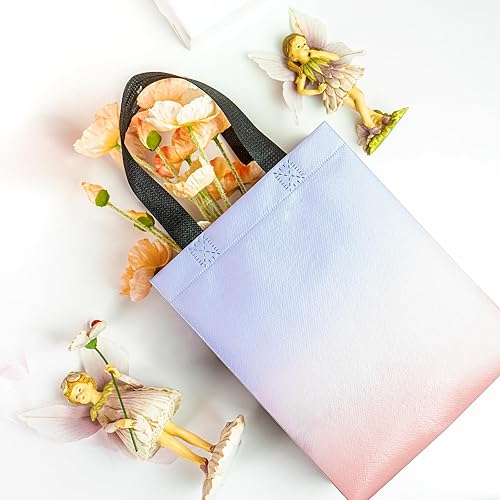 Miniatura 6 de WRAPAHOLIC Paquete de 12 bolsas de regalo reutilizables de color morado degradado con asas, tamaño mediano de 8 x 4 x 10 pulgadas, perfectas para