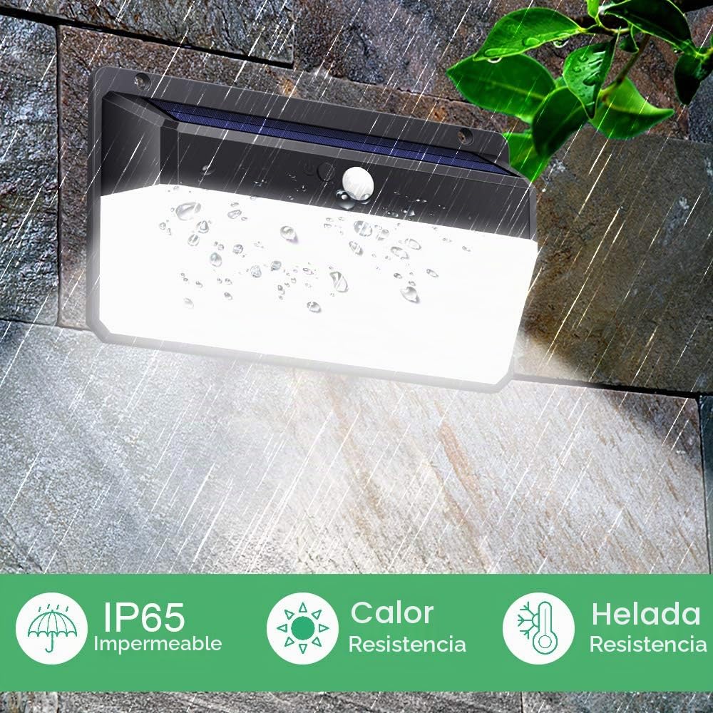 Ekrist Luz Solar Exterior, 328 LED【3000lm-Más Brillante & Amplio Iluminación】 Foco con Sensor de Movimiento, 2500mAh 3 Modos Impermeable Luz para Jardín 2 Paquete