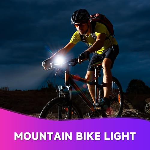 Miniatura 2 de Juego de luces recargables USB, juego de luces LED recargables USB, kit de faros LED brillantes y luces traseras, kit de luces de ciclismo