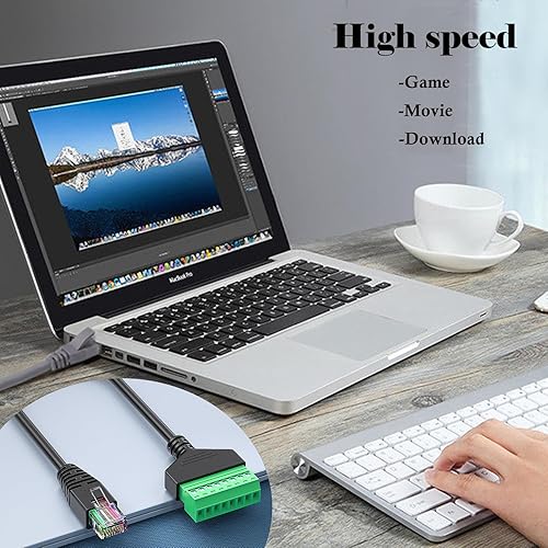 Miniatura 8 de kuosbiu 2 adaptadores de terminales de tornillo RJ45, adaptador Ethernet RJ45 de red, macho a 8 pines, adaptador de bloque de terminales de tornillo