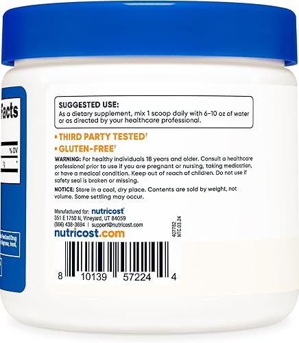 Miniatura 4 de Nutricost L-tirosina en polvo 3.53 oz (100 porciones) - 0.04 oz por porción