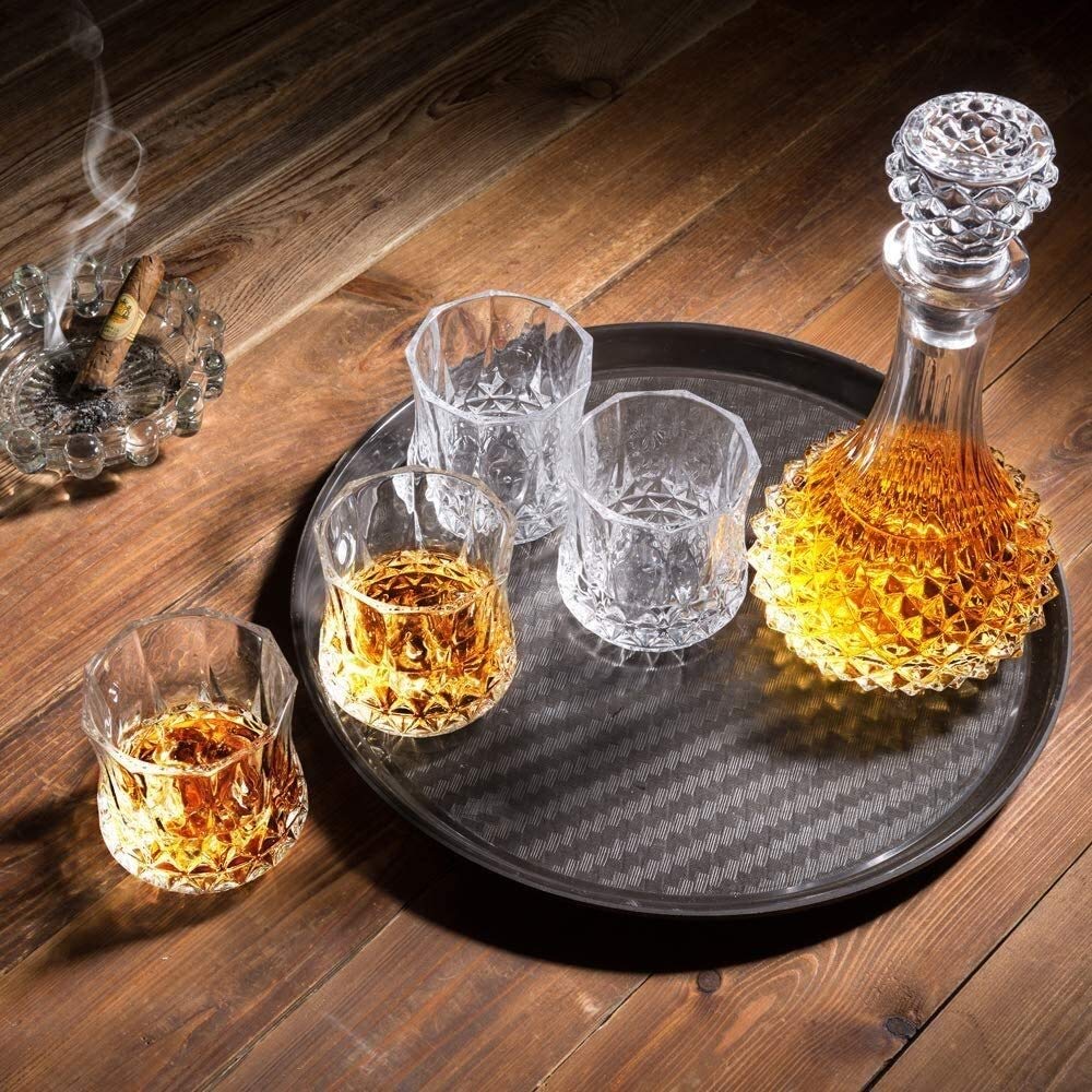 Karafka do whisky Zestaw karafek i szklanek do whisky, 600 ml Kryształowa karafka do whisky z 6 szklankami do whisky 300 ml, do wódki Whisky Liqueur, 7-częściowa karafka