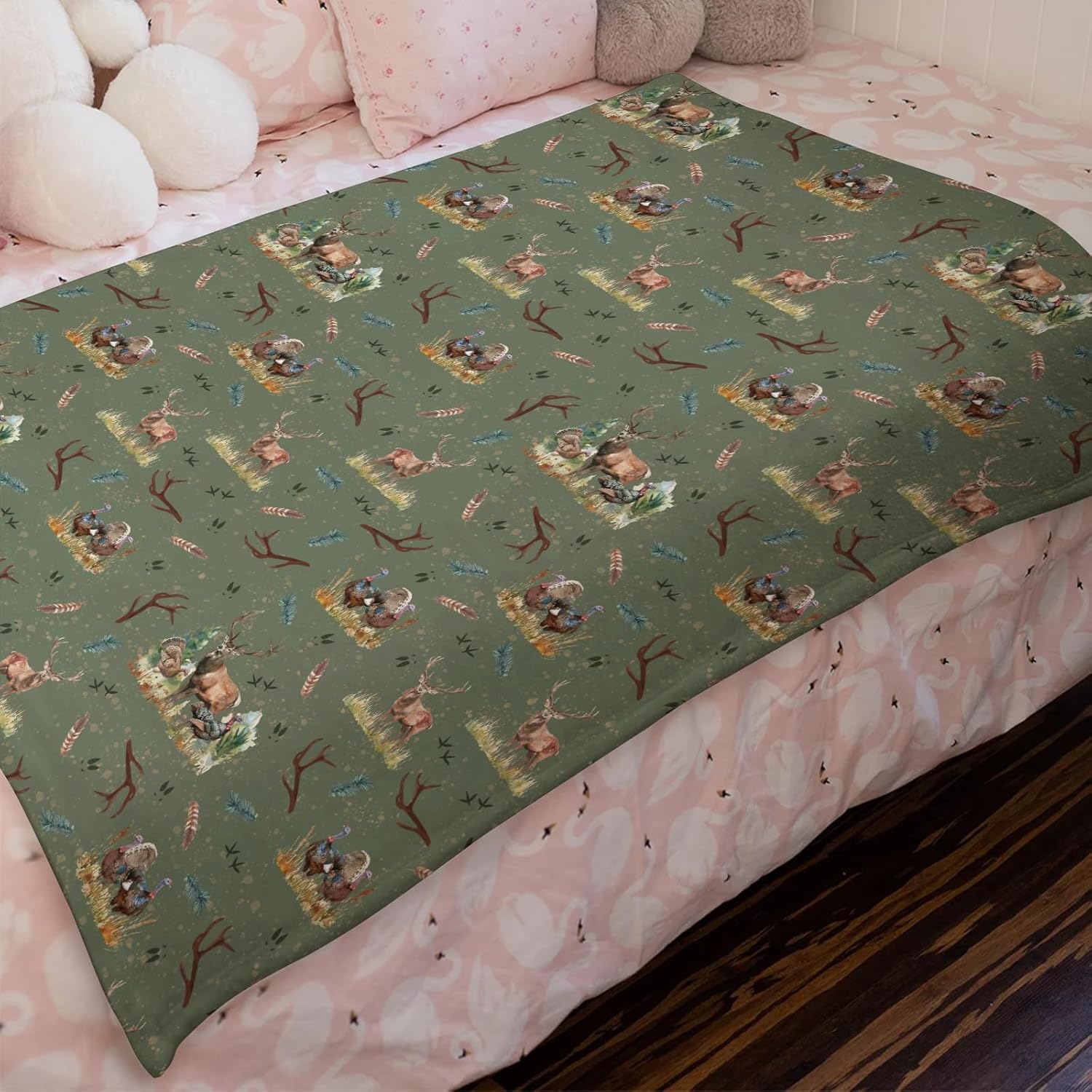Vintage Deer Hunting Baby Blanket for Boys Turkey Hunting Receiving Blankets Wild Animals Hunter Toddler Nursery Bedding Blanket Newborn Infant Stroller Crib Swaddle Blanket 50x60