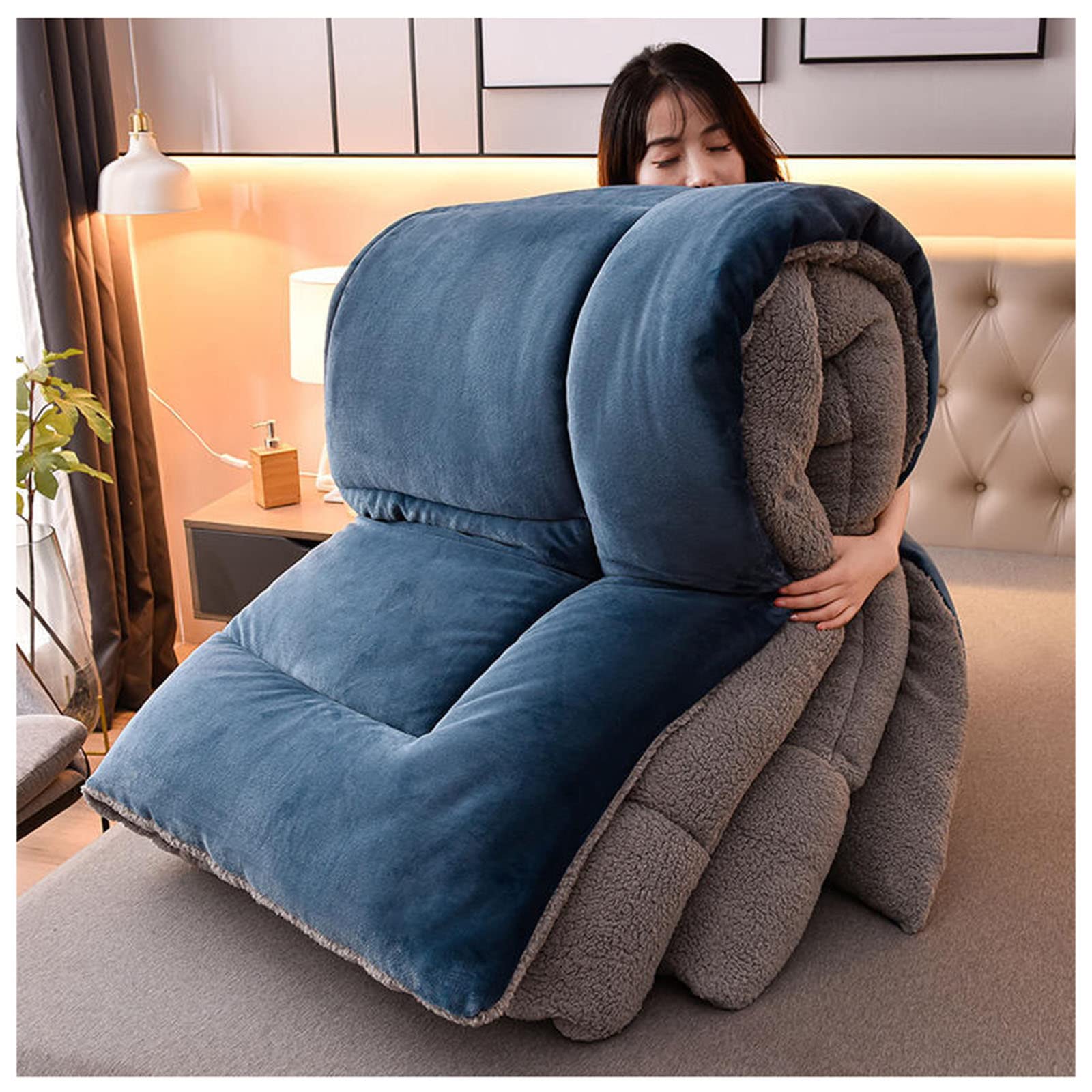 Edredón de invierno acolchado para noches frías en cama matrimonial