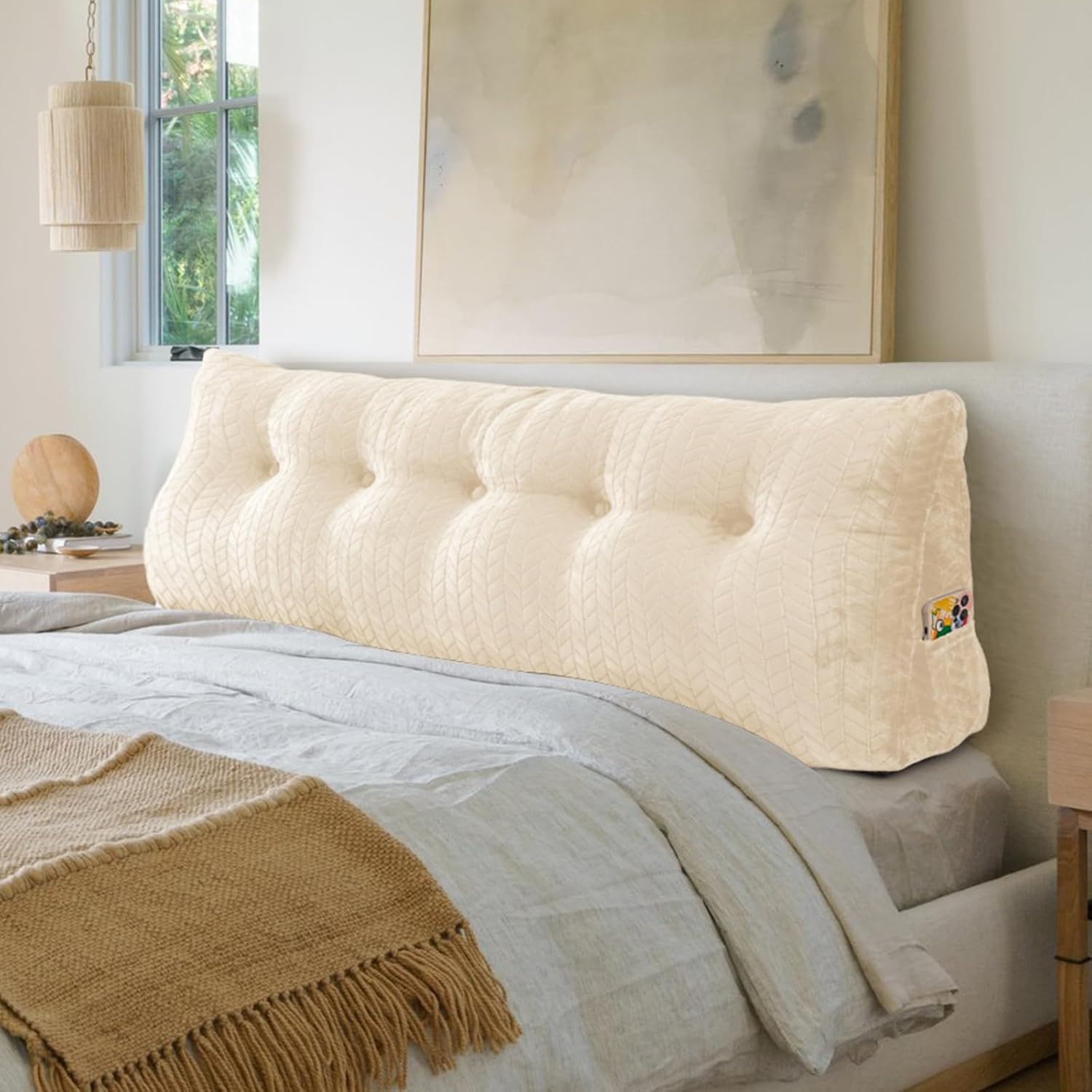 Bed Wedge Pillow for Headboard - Large Wedge Bolster for Sitting, Reading & Bed Headboard with Removable Washable Cover