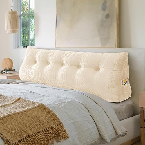 easedeco Almohada triangular grande para cabecero de cuña, cojín grande para cabecero de espalda, respaldo y posicionamiento, almohada de lectura