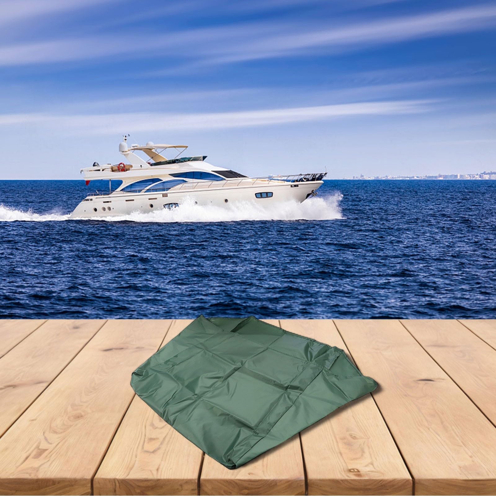Funda para asientos de barco marino con cordón elástico, protección impermeable y a prueba de polvo para asientos de lancha rápida, tela Oxford 210D (verde)