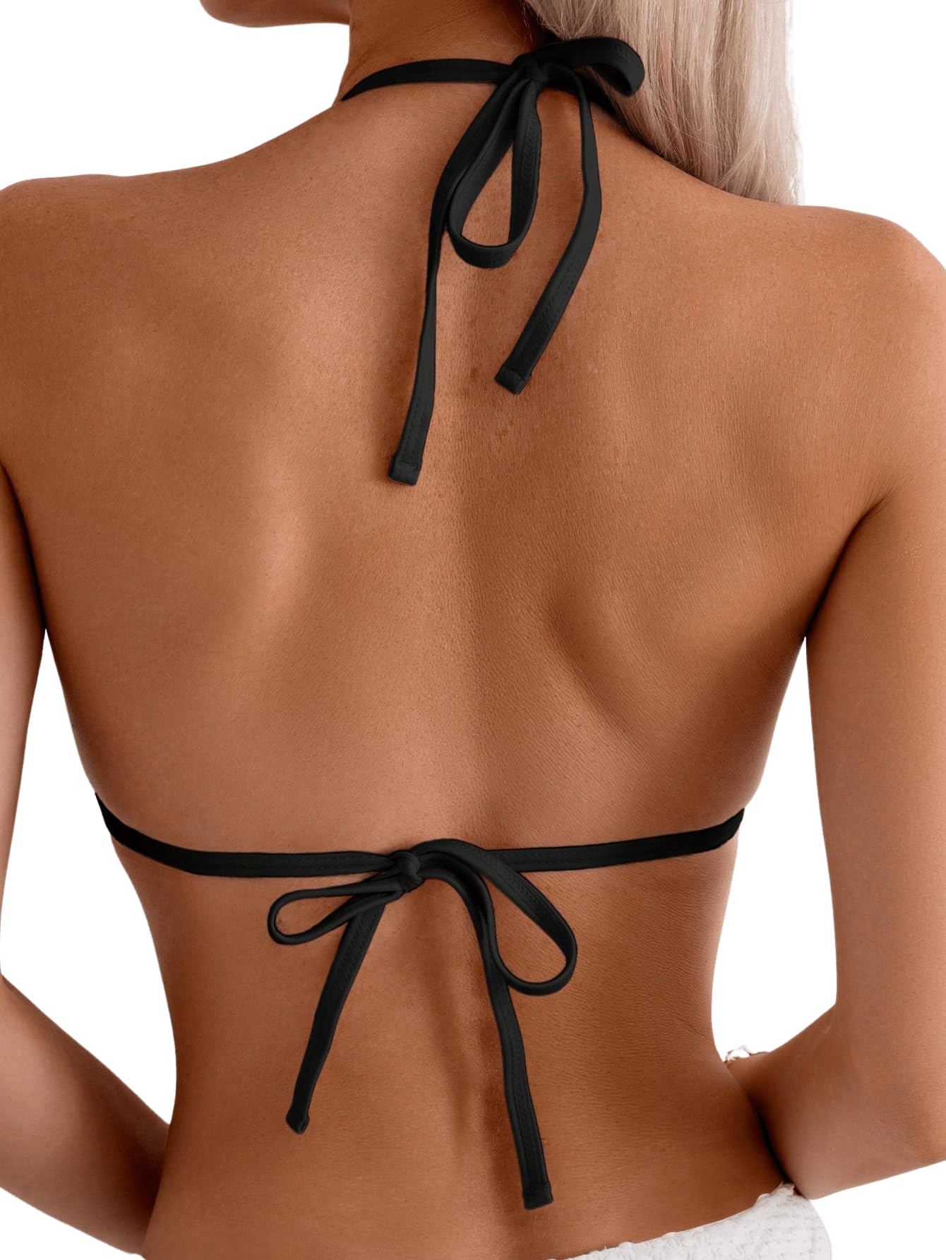 GORGLITTER Bikini Damen Set Mit Ketten Neckholder Bikini Set Triangel Bikini Sexy Zweiteiliger Badeanzug Mit Perlen Bademode