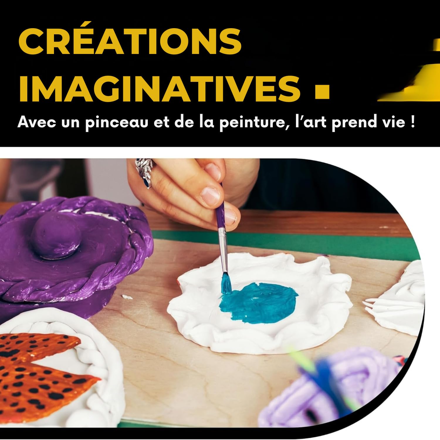 DIBYS Kit de poterie pour la maison | Démarreur avec outil de modelage, argile sèche à l'air en blanc, peintures et pinceaux | Loisirs créatifs DIY | Créatif | Idées cadeaux