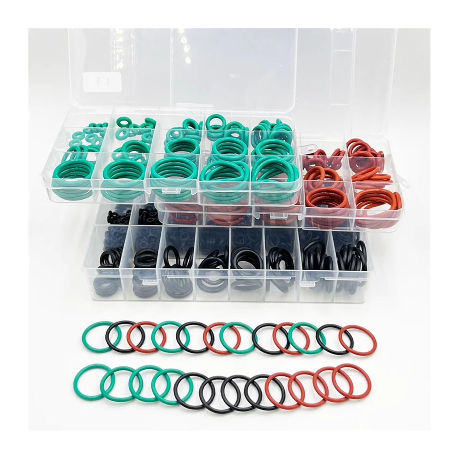 O-Ringe NBR VMQ FKM Fluorkautschuk-Dichtung O-Ring Schwarzer Gummi Roter Silikon-O-Ring Ölbeständigkeit Nitril-Dichtungsscheibe Dichtung(Black NBR 1160PCS)