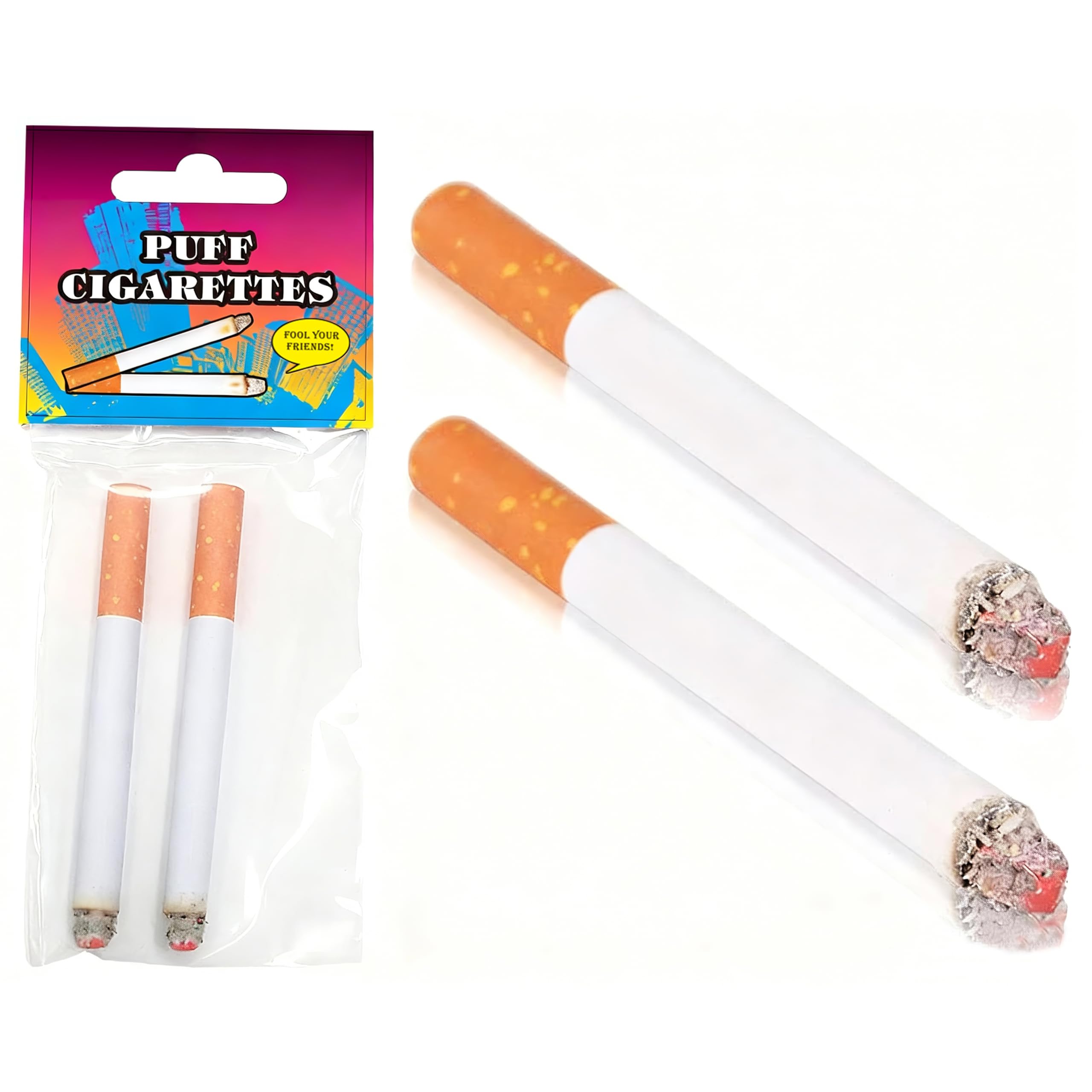 Fake Puff Cigarettes Costume Accessory- That Blow Smoke- 3.25"- Durable & Realistic & Ideal For Themed Parties & Durable & Realistic- Ideal For Themed Parties& Theatrical Performances, （2 Pack）
