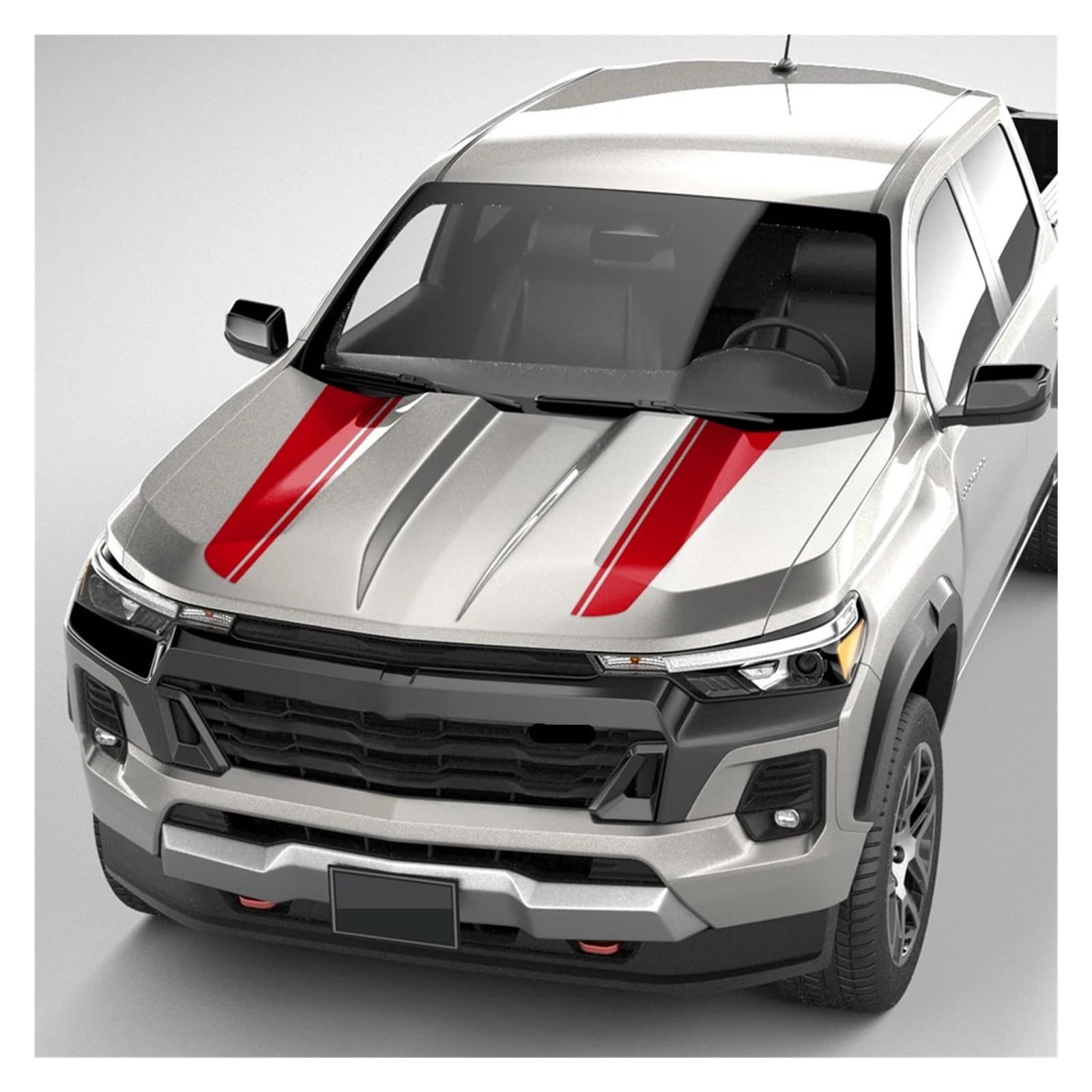 Auto-Motorhauben-Rennstreifen-Kit-Aufkleber, kompatibel mit Colorado 2023-heute, Vinyl-Grafikdesign-Aufkleber-Zubehör(GLOSS RED)
