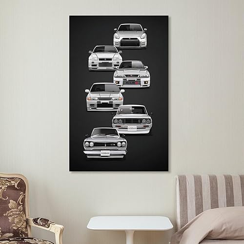 Miniatura 7 de AAHARYA Póster de coche Nissan GTR Evolution, lienzo retro para pared, arte abstracto, regalo, pintura, póster de arte de pared para dormitorio,