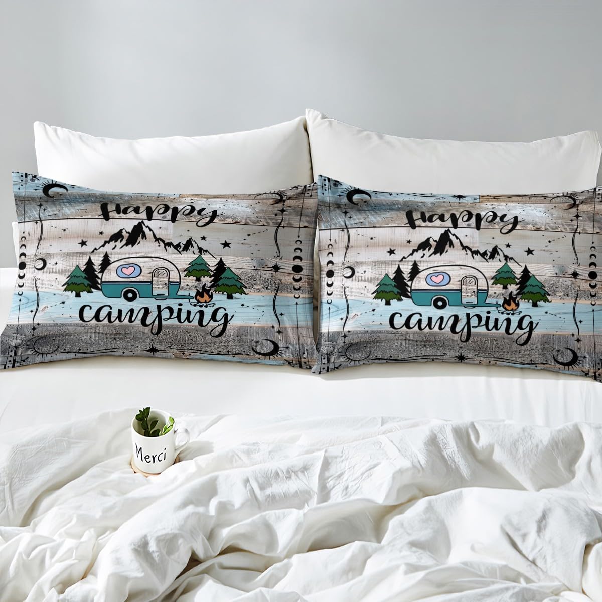 Erosebridal キャンパー 寝具セット ツイン ハッピー キャンプ ベッドシーツ Rv 二段ベッドアクセサリー トラベルトレ