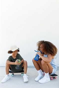 ZULU Torque 16oz Plastic Kids Water Bottle with Silicone Sleeve and Leak-Proof Locking Flip Lid, Soft Touch Carry Loop for School Backpack, Lunchbox, BPA-Free Dishwasher Safe