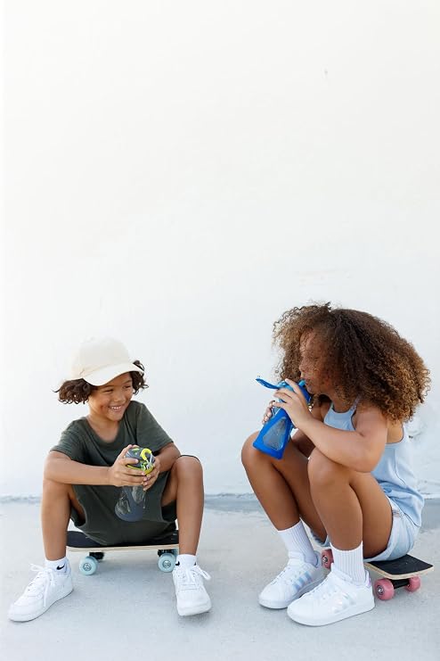 ZULU Torque 16oz Plastic Kids Water Bottle with Silicone Sleeve and Leak-Proof Locking Flip Lid, Soft Touch Carry Loop for School Backpack, Lunchbox, BPA-Free Dishwasher Safe