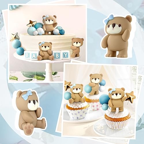 Miniatura 10 de 34 decoraciones de oso para tartas de perlas con estrellas, decoración de pastel para niños y niñas, baby shower, decoración de fiesta de cumpleaños