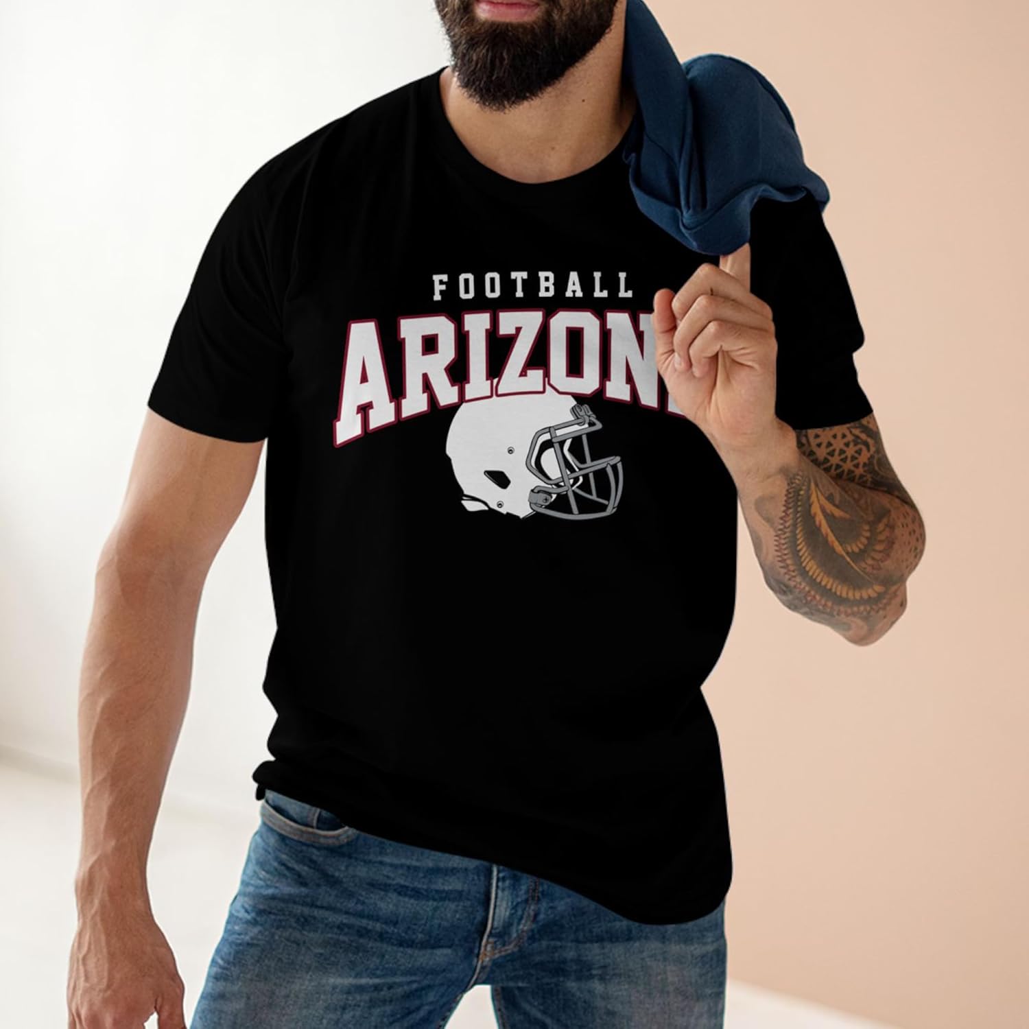 Custom Football T-Shirt Black, Personalized Name & Number, Printed in USA Ship Next Day, Gift for Men & Women - Image 2