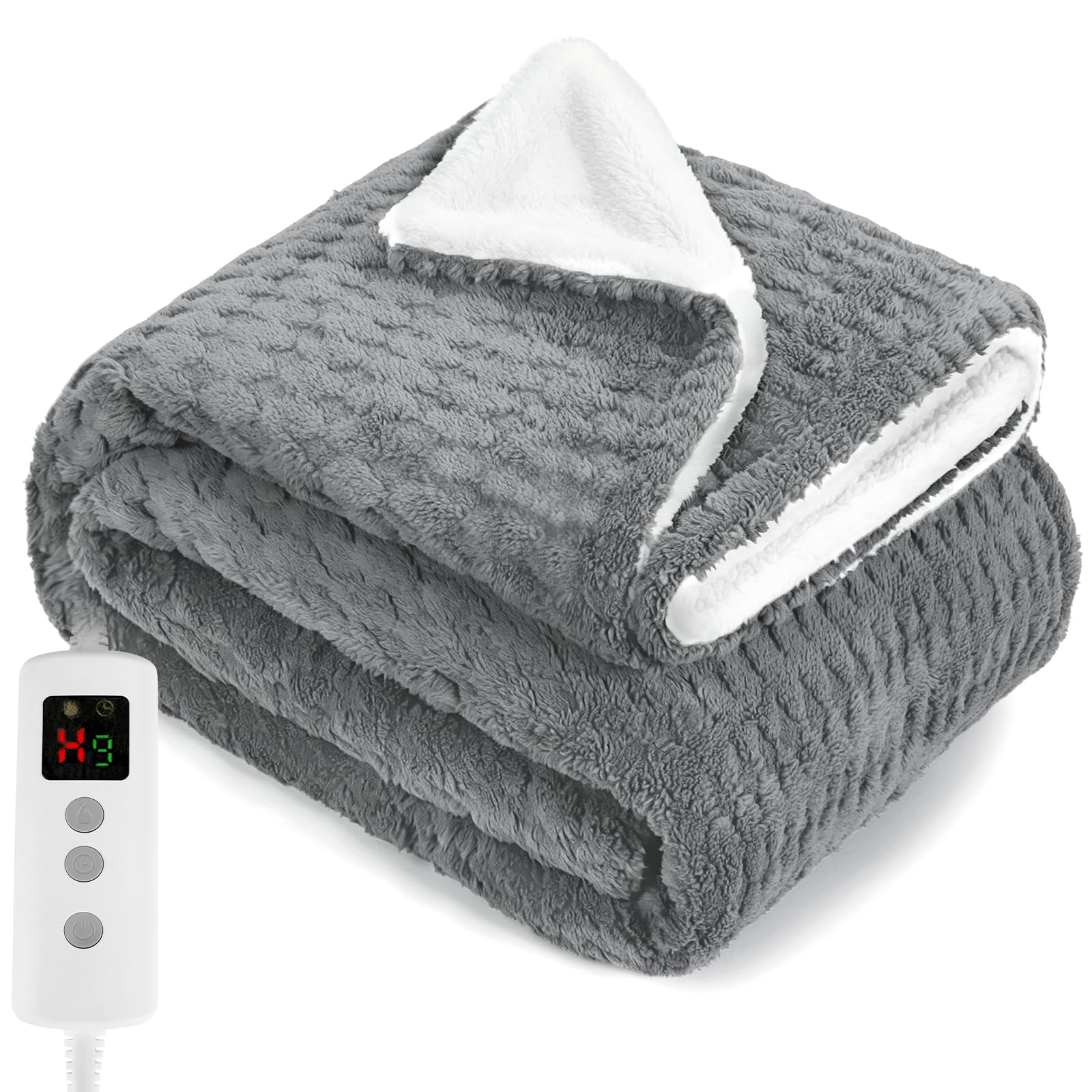 Heated Blanket, Electric heated throw 160x130CM Light Grey,Electric Blanket