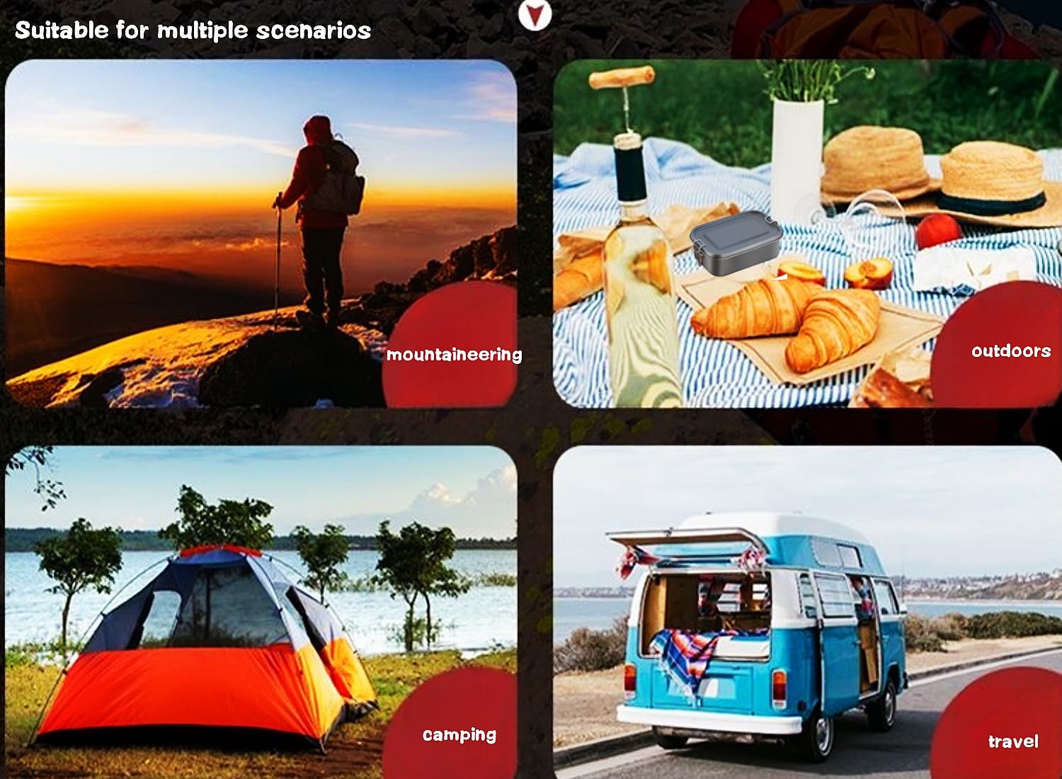 Titan-Lunchbox, isolierter Lebensmittelbehälter mit auslaufsicherem Deckel, Bento-Box für Herren und Damen, auslaufsicher, für Büro, Reisen, Outdoor, Grau