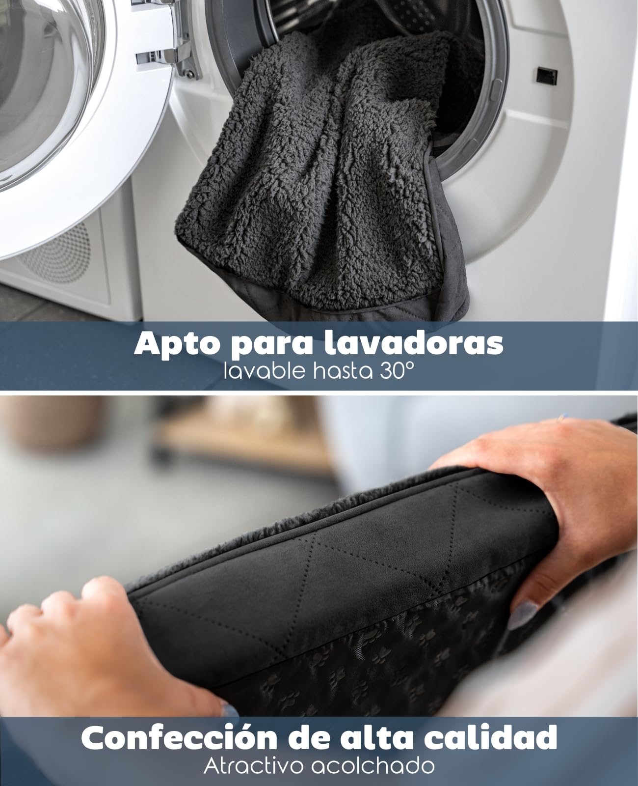 lionto Cama ortopédica para Perros, 112×81x8 cm, Resistente Cojín para Perros con Suave Felpa, Funda Lavable, Antideslizante, Impermeable, para Perros pequeños y Grandes y Gatos, Negro