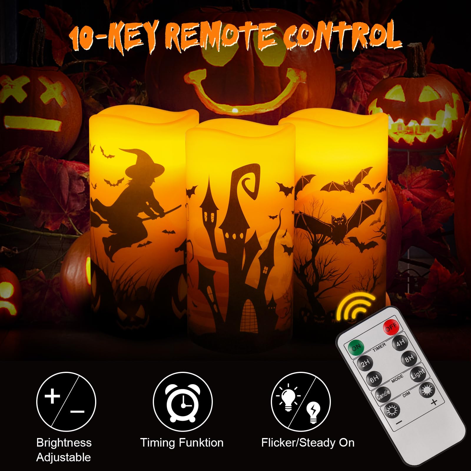 Lot De 3 Bougies LED Vacillantes Avec Télécommande Et Minuterie