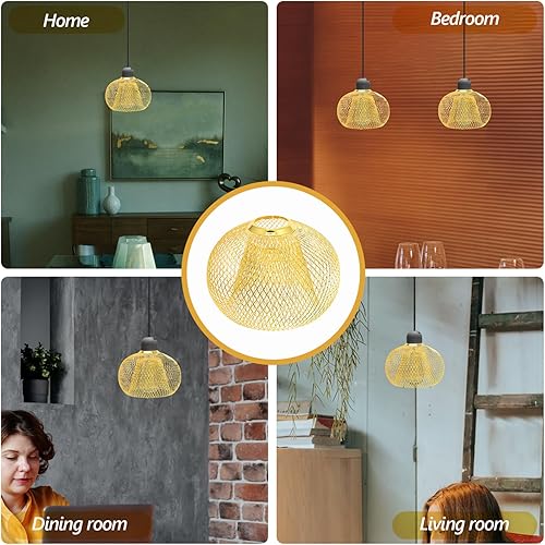 Miniatura 5 de LIFKOME Pantalla de alambre de hierro para lámpara geométrica, cubierta de luz hueca de metal, protector de jaula de bombilla para el hogar, bar,