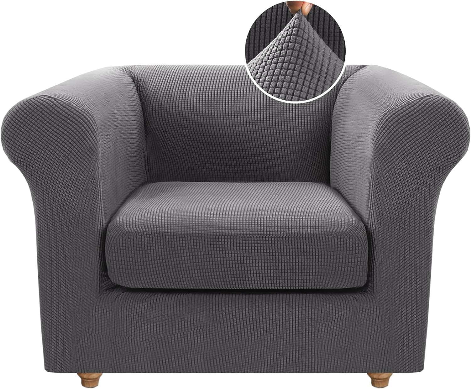 FASCINATDECO Stretch Chesterfield Sofa Cover 1 Seater With Separate Sofa Cushion Covers, Non-Slip Sofa Slipcovers Furniture Protector Spandex Couch Cover for Living Room (Gray,1 Seater)
