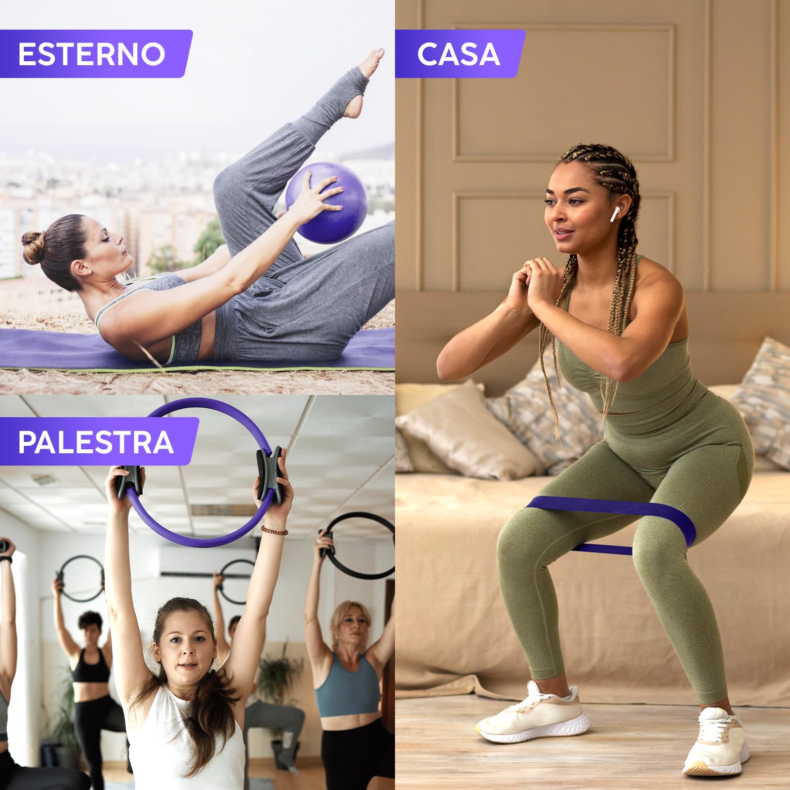 Kit Pilates – Pilates Essential Kit con Cerchio da 14", Mini Palla, 4 Fasce Elastiche, Poster & Borsa – Set Allenamento Completo per Tonificare e Rafforzare a Casa o in Viaggio